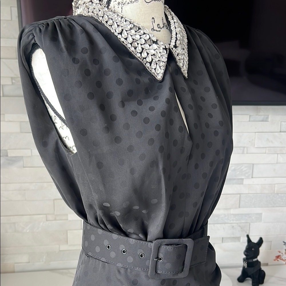 Rebecca Vallance Elegant Black Sleeveless Dress with Belt - Picture 2 of 5